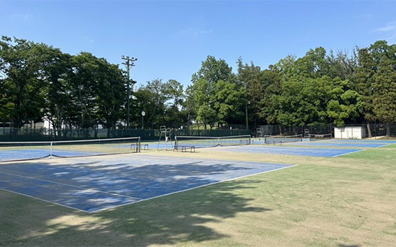 人工芝のテニスコート（総合運動公園庭球場）